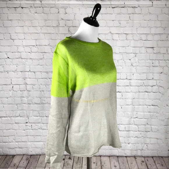 BNWT Size M Hye Park & Lune gray and lime sweater - Picture 5 of 6